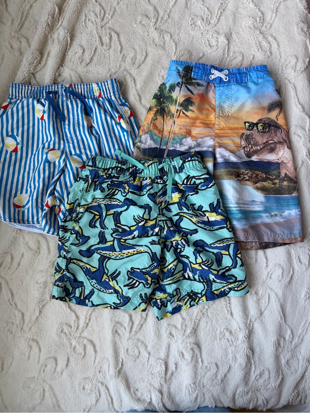 Hanna Andersson Boys' Multi Blue Shark & Beach Swim Trunks Set